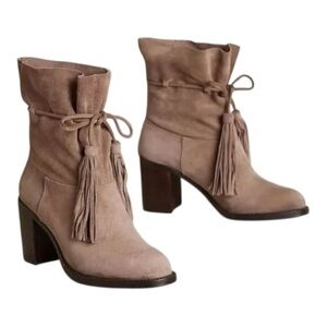Jeffrey Campbell Laforge Suede Ankle Boots Taupe Anthropologie Size 8.5